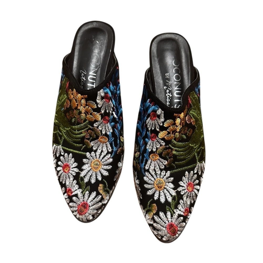 Coconuts by Matisse Embroidered Floral Mules | Boho Luxe Slip-On | Sz 6